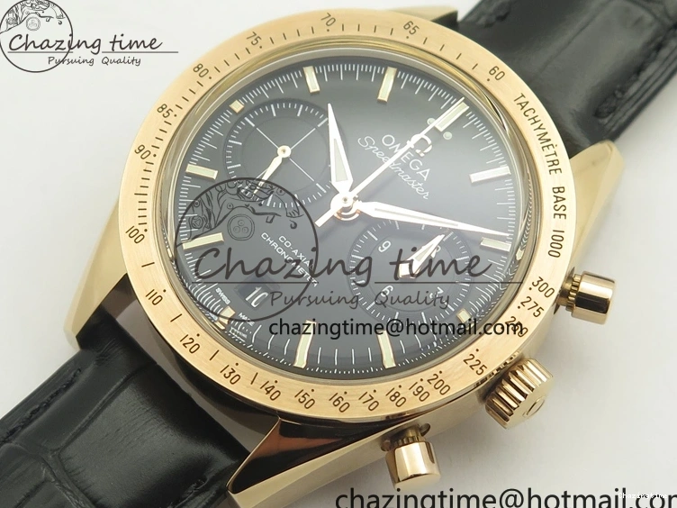 0102 Speedmaster ’57 Co-Axial RG OMF 1:1 Best Edition Black Dial On Leather Strap A9300 (Free Leather Strap) Resilient 8064